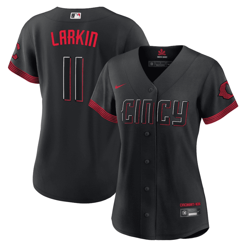 barry larkin 11 cincinnati reds women 2023 city connect jersey black