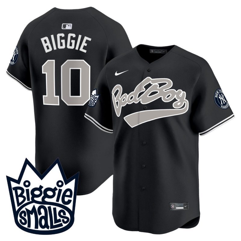 biggie 10 new york yankees biggie smalls men jersey black