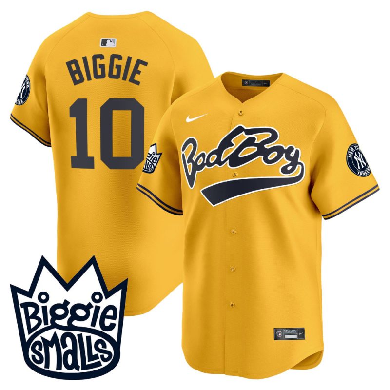 biggie 10 new york yankees biggie smalls men jersey gold