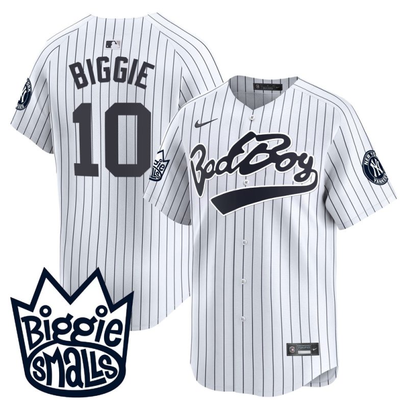 biggie 10 new york yankees biggie smalls men jersey white