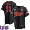 bj thompson 53 kansas city chiefs super bowl lviii baseball men jersey black