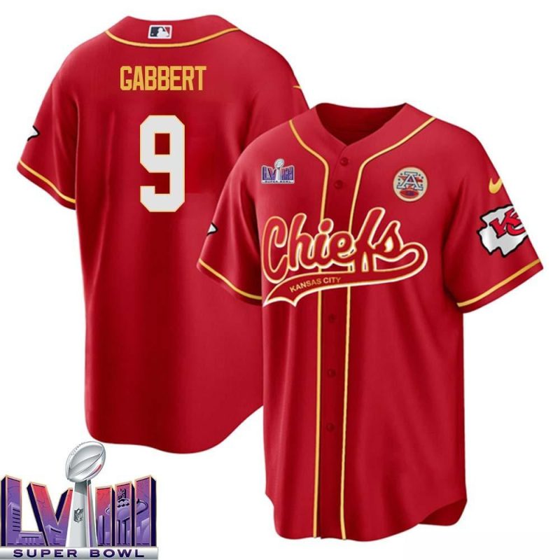 blaine gabbert 9 kansas city chiefs super bowl lviii baseball men jersey red