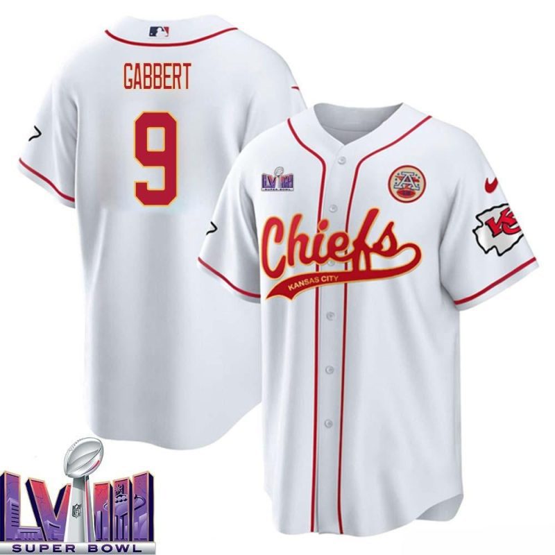 blaine gabbert 9 kansas city chiefs super bowl lviii baseball men jersey white