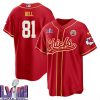 blake bell 81 kansas city chiefs super bowl lviii baseball men jersey red