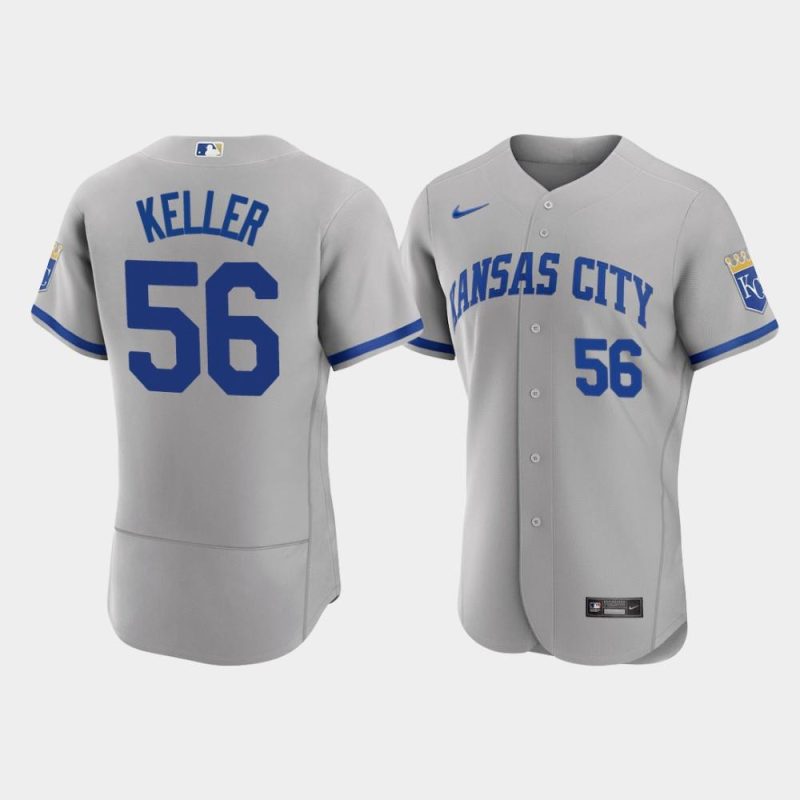 brad keller 56 kansas city royals mens 2022 road jersey gray jersey