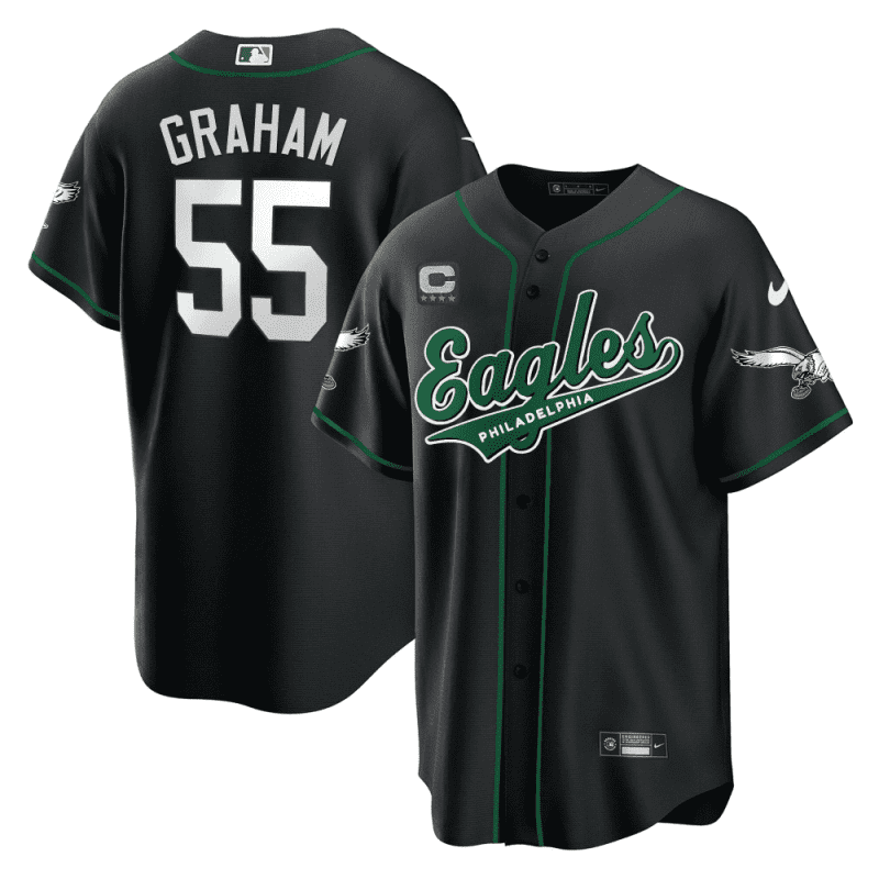 brandon graham 55 philadelphia eagles baseball men jersey black