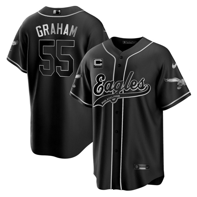 brandon graham 55 philadelphia eagles baseball men jersey black silver