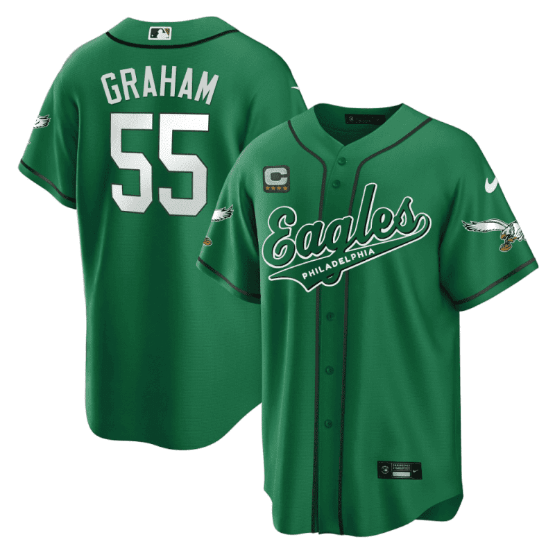 brandon graham 55 philadelphia eagles baseball men jersey kelly green