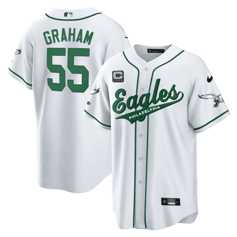 brandon graham 55 philadelphia eagles baseball men jersey white