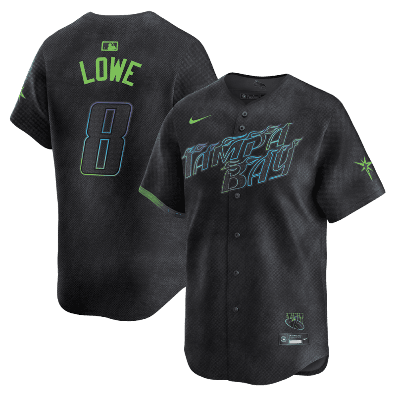 brandon lowe 8 tampa bay rays 2024 city connect limited men jersey charcoal