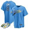 brandon lowe 8 tampa bay rays 25th anniversary patch men jersey light blue