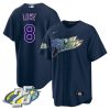 brandon lowe 8 tampa bay rays 25th anniversary patch men jersey navy