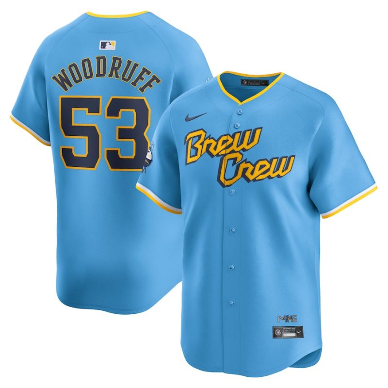 brandon woodruff 53 milwaukee brewers city connect limited men jersey powder blue