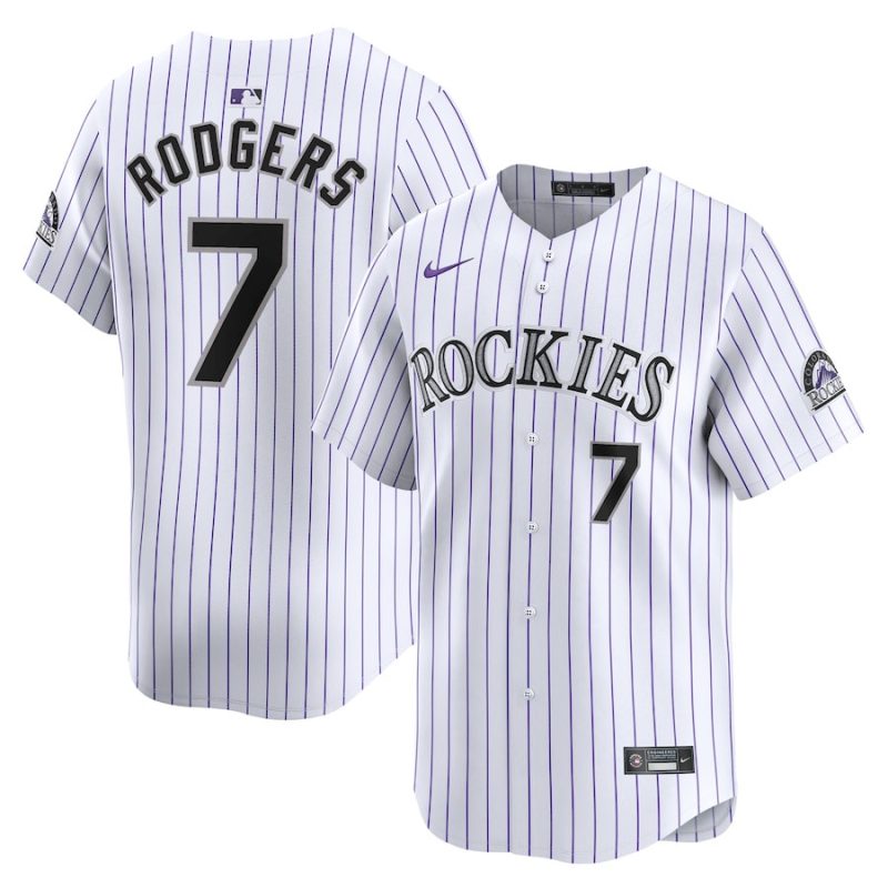 brendan rodgers 7 colorado rockies home limited player men jersey white