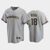 brewers 18 keston hiura road gray jersey jersey