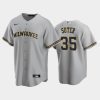 brewers 35 brent suter road gray jersey jersey