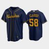 brewers 58 alex claudio alternate navy jersey jersey