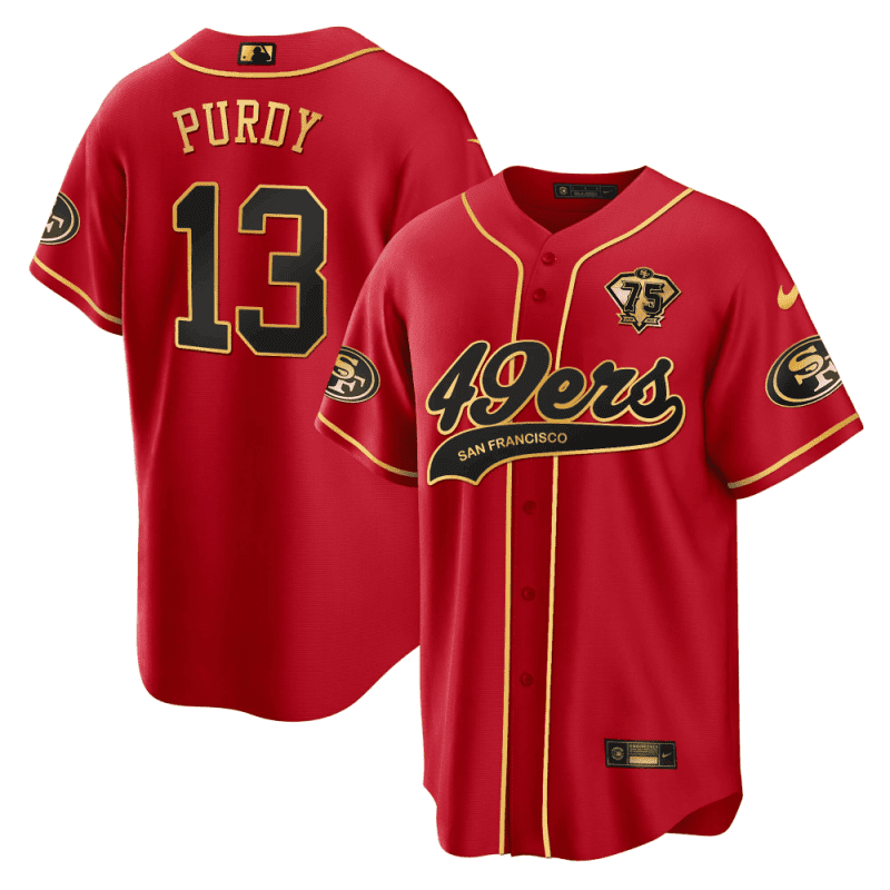 brock purdy 13 san francisco 49ers baseball men jersey black red