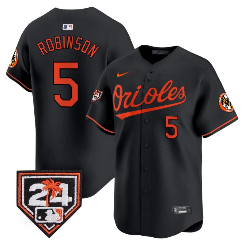 brooks robinson 5 baltimore orioles 2024 spring training patch men jersey black