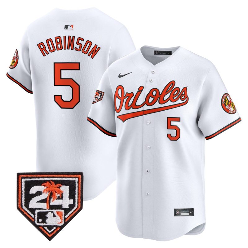 brooks robinson 5 baltimore orioles 2024 spring training patch men jersey white