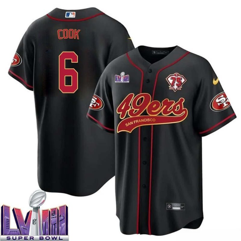 bryan cook 6 kansas city chiefs super bowl lviii baseball men jersey black