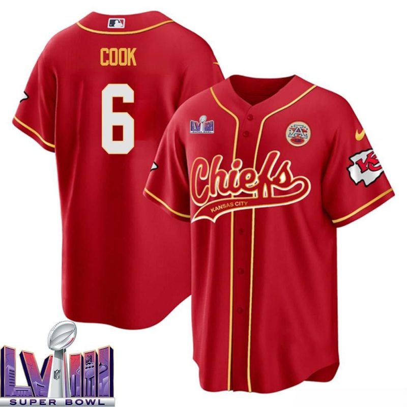 bryan cook 6 kansas city chiefs super bowl lviii baseball men jersey red