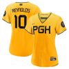 bryan reynolds 10 pittsburgh pirates 2023 city connect women jersey gold