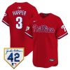 bryce harper 3 philadelphia phillies 2024 jackie robinson patch men jersey red