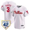 bryce harper 3 philadelphia phillies 2024 jackie robinson patch men jersey white