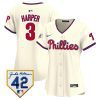 bryce harper 3 philadelphia phillies 2024 jackie robinson patch women jersey cream