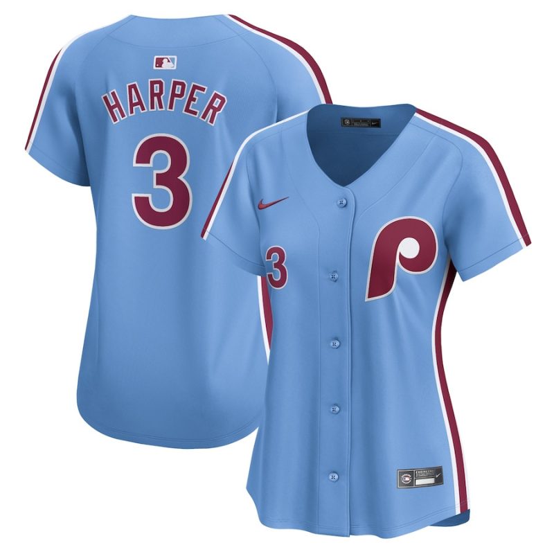 bryce harper 3 philadelphia phillies alternate limited women jersey light blue