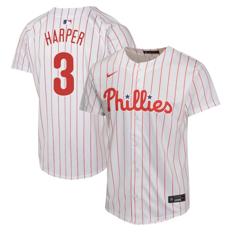 bryce harper 3 philadelphia phillies home game player youth jersey white