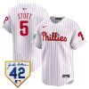 bryson stott 5 philadelphia phillies 2024 jackie robinson patch men jersey white