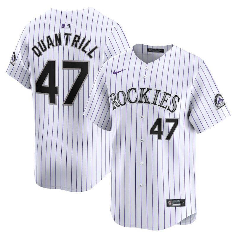 cal quantrill 47 colorado rockies home limited player men jersey white