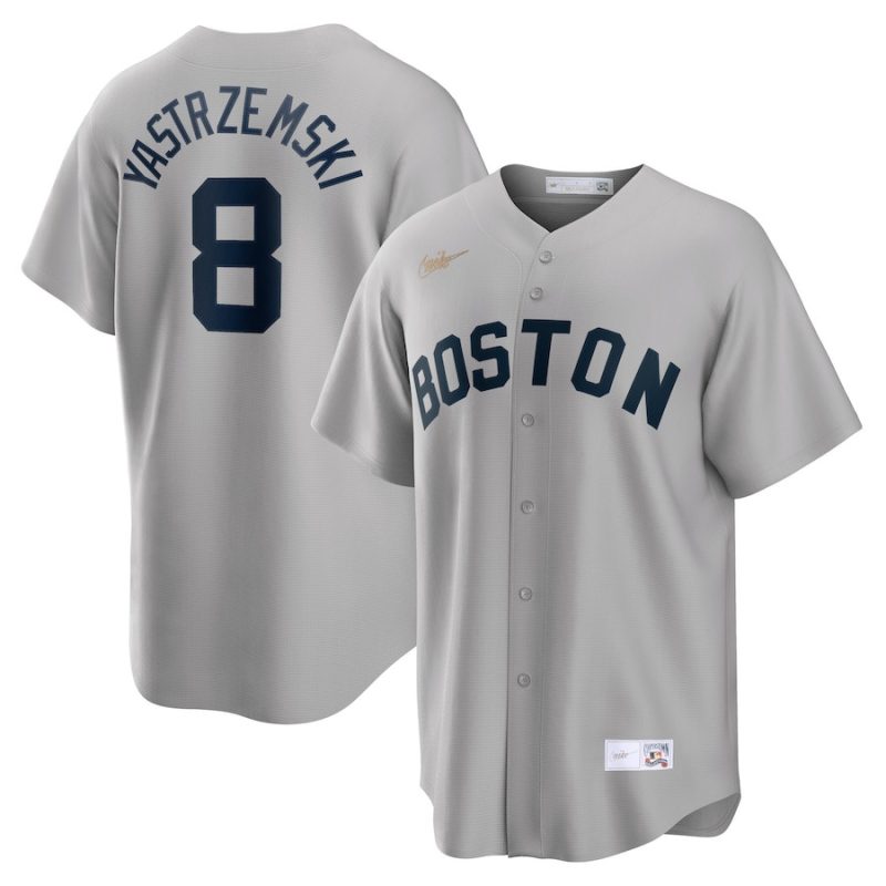 carl yastrzemski 8 boston red sox cooperstown collection road jersey gray