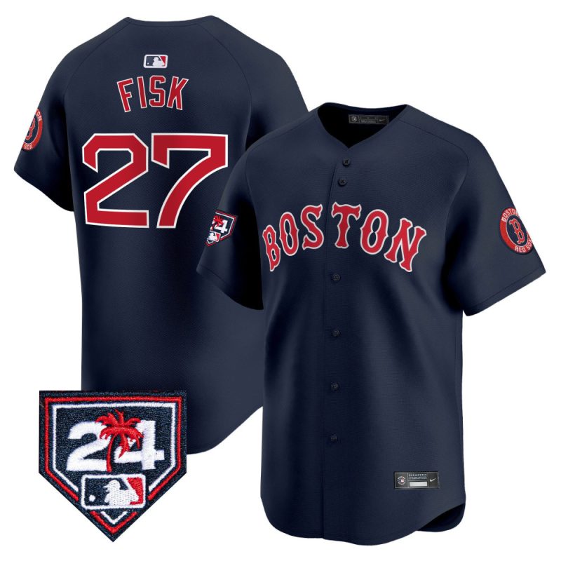 carlton fisk 27 boston red sox 2024 spring training men jersey navy