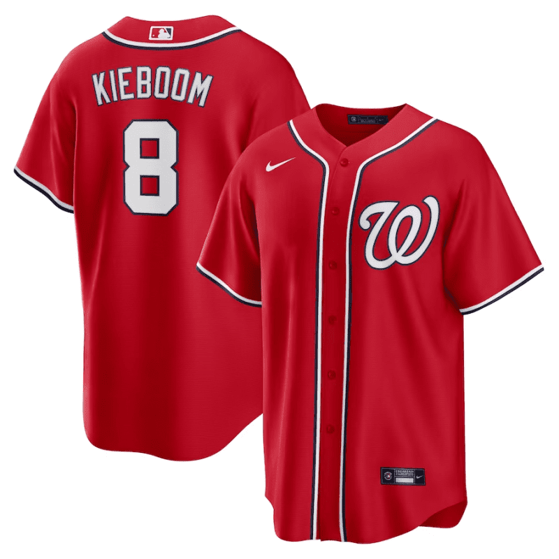 carter kieboom 8 washington nationals alternate men jersey red