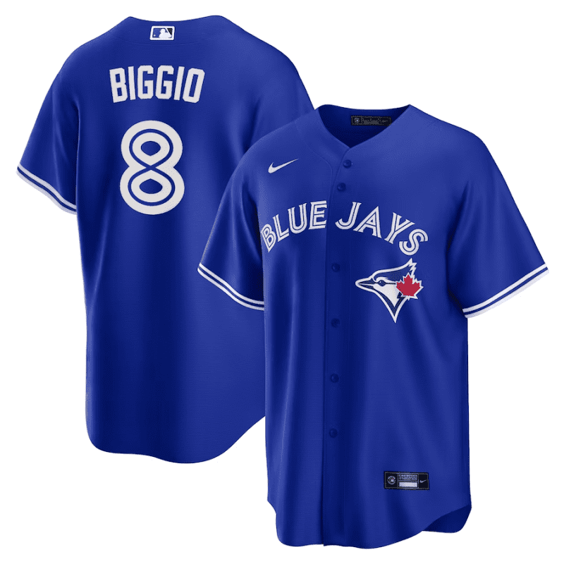 cavan biggio 8 toronto blue jays alternate jersey royal