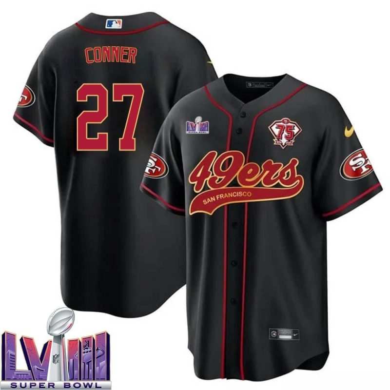 chamarri conner 27 kansas city chiefs super bowl lviii baseball men jersey black