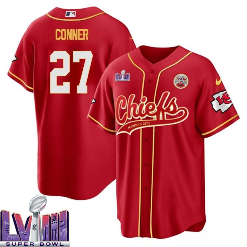 chamarri conner 27 kansas city chiefs super bowl lviii baseball men jersey red