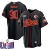 charles omenihu 90 kansas city chiefs super bowl lviii baseball men jersey black