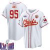 chris jones 95 kansas city chiefs super bowl lviii baseball men jersey white