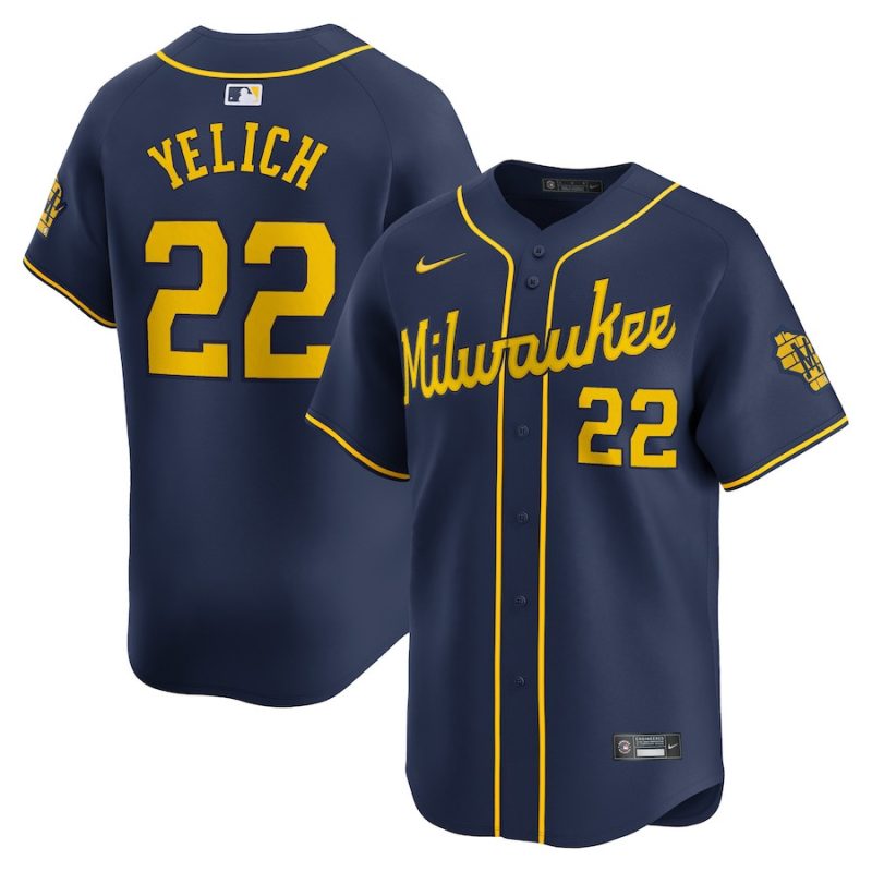 christian yelich 22 milwaukee brewers alternate limited men jersey navy