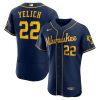 christian yelich 22 milwaukee brewers alternate player elite jersey navy