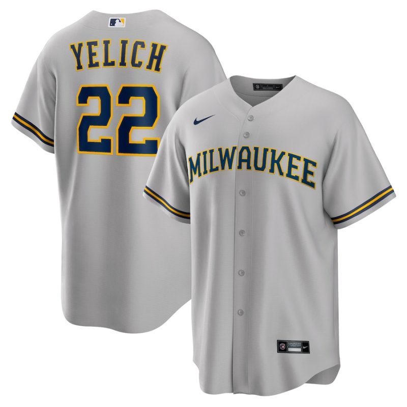 christian yelich 22 milwaukee brewers alternate player men jersey gray