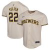 christian yelich 22 milwaukee brewers home game player youth jersey cream