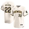 christian yelich 22 milwaukee brewers home limited youth jersey cream