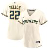 christian yelich 22 milwaukee brewers womens home player jersey cream