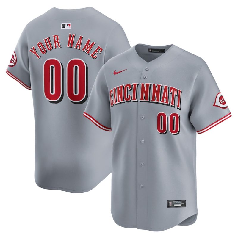 cincinnati reds away limited custom men jersey gray