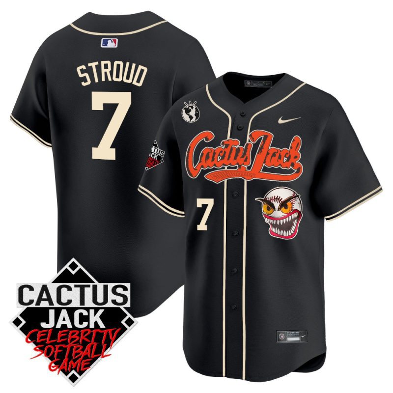 cj stroud 7 houston astros cactus jack celebrity softball game patch men jersey black